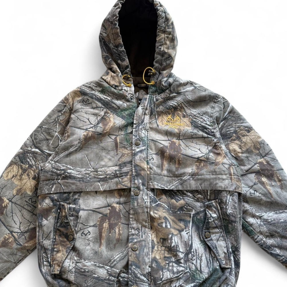 realtree camo hooded puffer hunting jacket size large